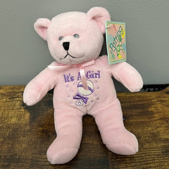 Petting Zoo Pink It's A Girl Teddy Bear Bean Bag‎ Plush - Picture 2 of 5